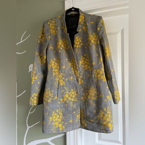 Zara blazer with yellow embroidered flowers XL NWT